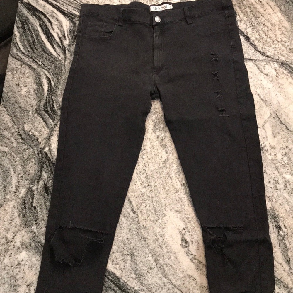 Mens urkool black ripped jeans